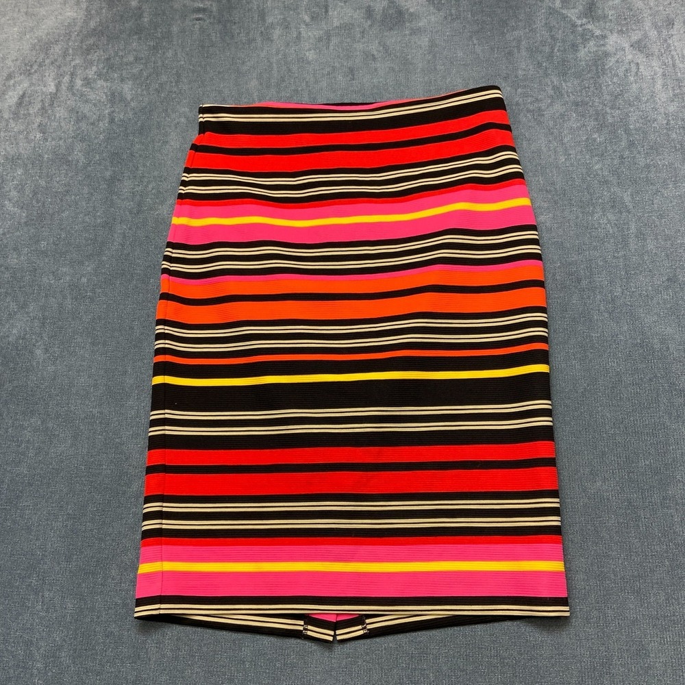 New York & Company Pencil Skirt Womens L Multicolor Stretch Horizontal Striped
